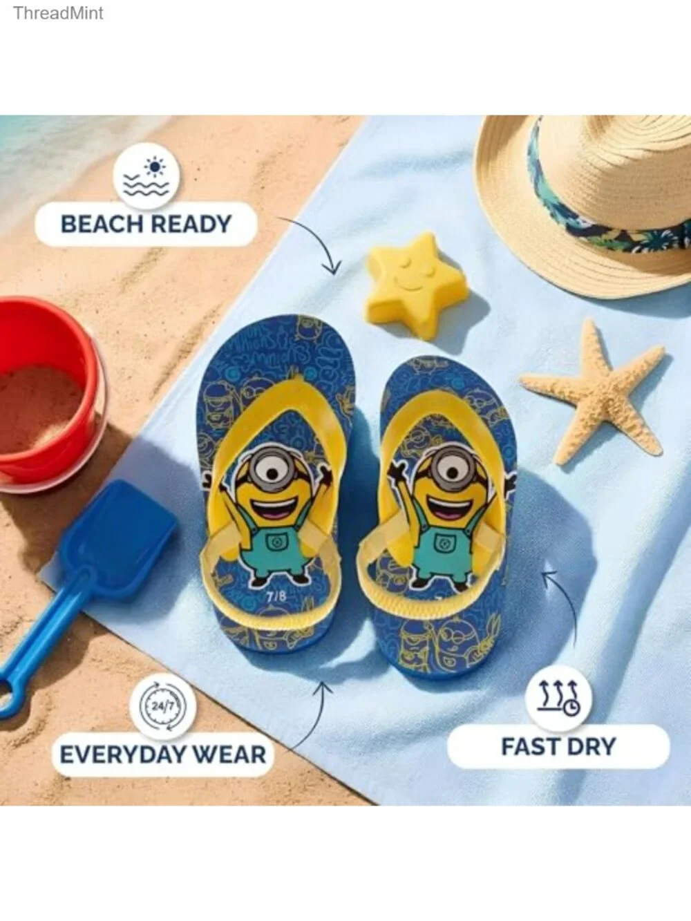 Kids Toddler Boys Flip Flops Water Shoes Quick Dry Slip-On Sandals